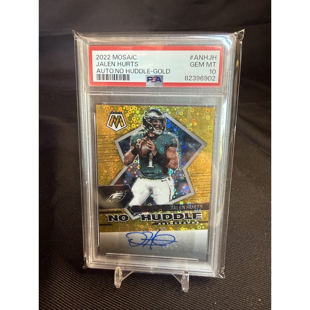 2022 Panini Mosaic Jalen Hurts Auto No Huddle Gold Prizm 05/10 PSA 10 ANH-JH